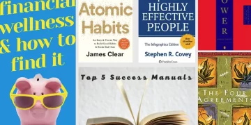 Collage of top self-help books including Atomic Habits and The 7 Habits of Highly Effective People.