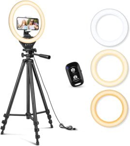Sensyne 10'' Ring Light with 50'' Extendable Tripod Stand, LED Circle Lights - Perfect lighting for capturing stunning selfies | Tech Gifts 2023