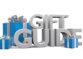 3D Text of Gift Guide with Blue Gift Boxes